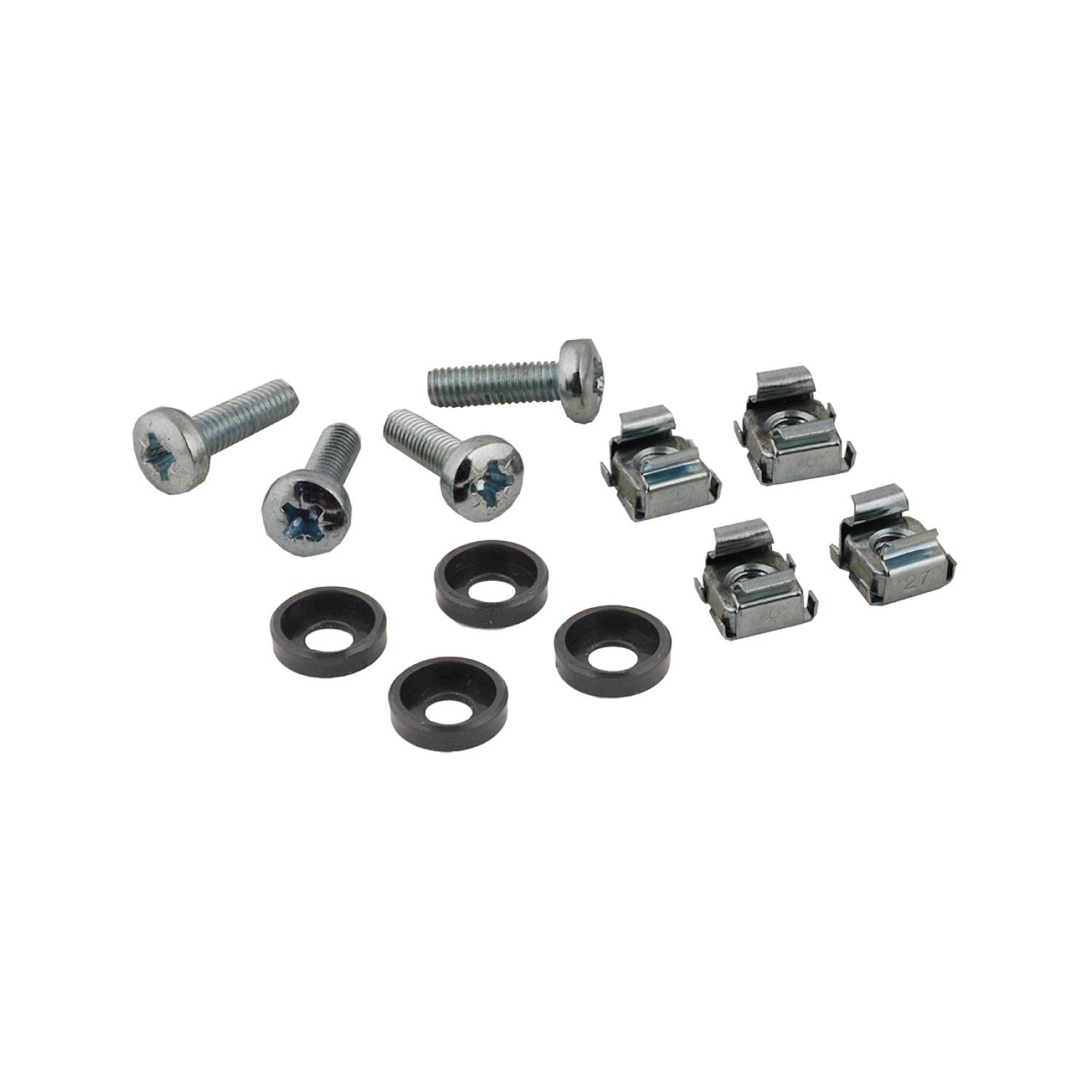 Conjunto de 4 parafusos M6 com porca e anilho plástico