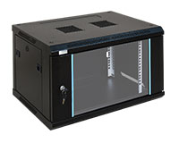 Armário rack 19 pol 6Ux271mm, montagem de parede, porta